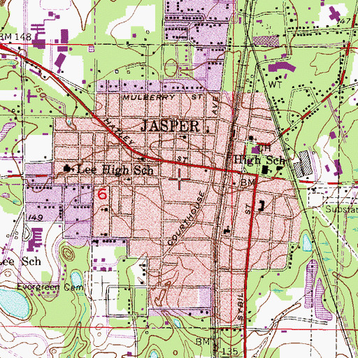 Topographic Map of City of Jasper, FL