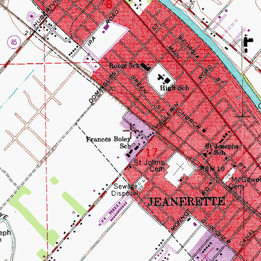 Topographic Map of City of Jeanerette, LA