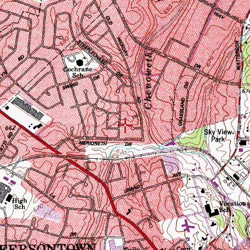 Topographic Map of City of Jeffersontown, KY