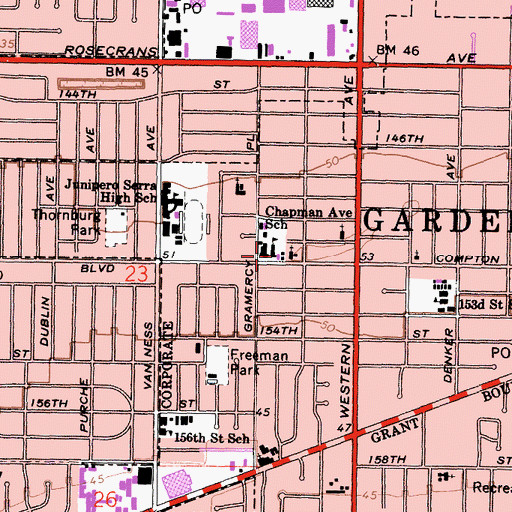 Topographic Map of Chapman Elementary School, CA