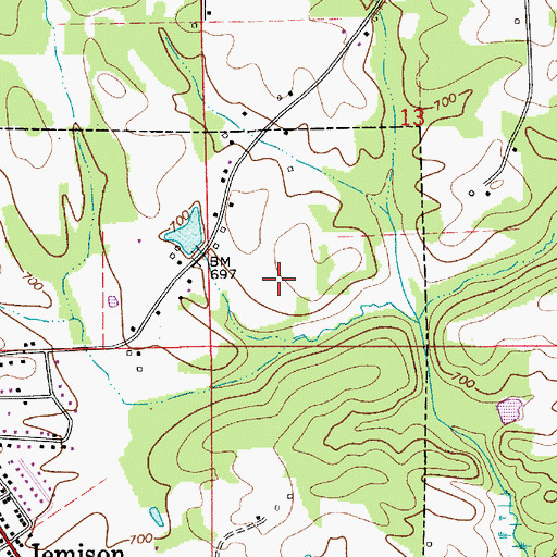 Topographic Map of City of Jemison, AL
