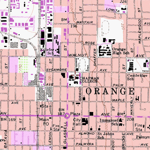 Topographic Map of Chapman University, CA