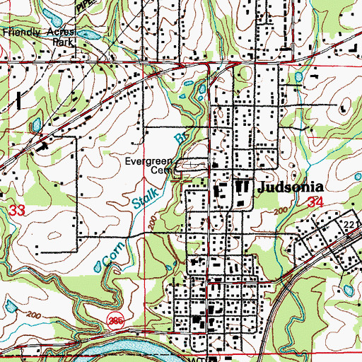 Topographic Map of City of Judsonia, AR