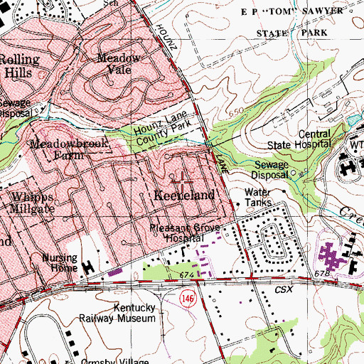 Topographic Map of City of Keeneland (historical), KY