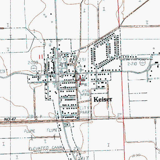 Topographic Map of City of Keiser, AR