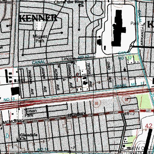 Topographic Map of City of Kenner, LA