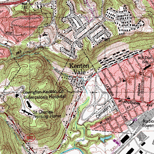 Topographic Map of City of Kenton Vale, KY