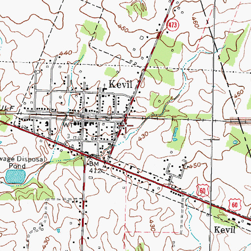 Topographic Map of City of Kevil, KY