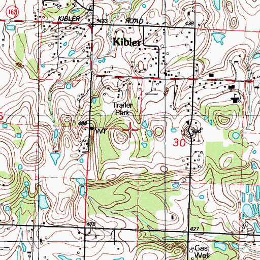 Topographic Map of City of Kibler, AR