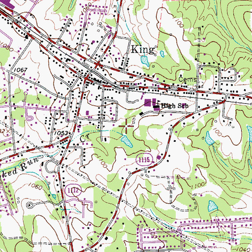 Topographic Map of City of King, NC