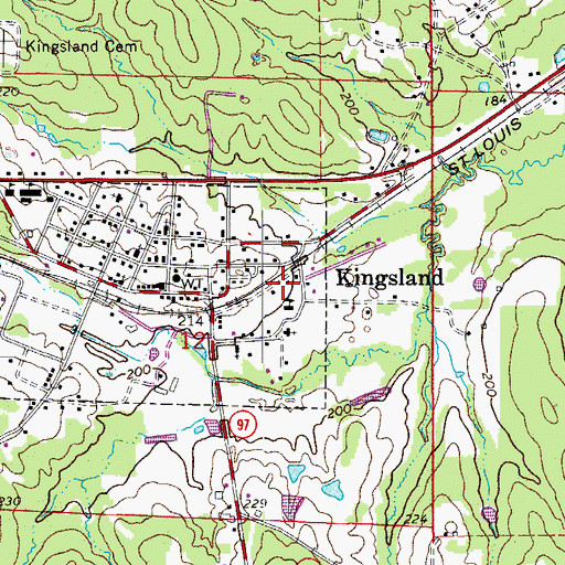 Topographic Map of City of Kingsland, AR