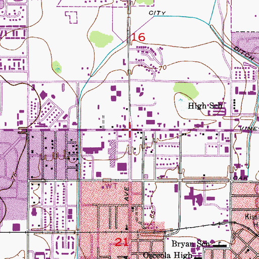 Topographic Map of City of Kissimmee, FL