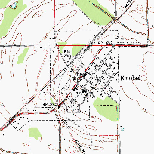 Topographic Map of City of Knobel, AR