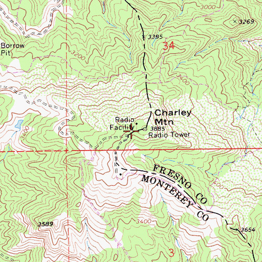 Topographic Map of Charley Mountain, CA