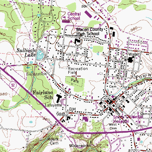 Topographic Map of City of Lafayette, TN