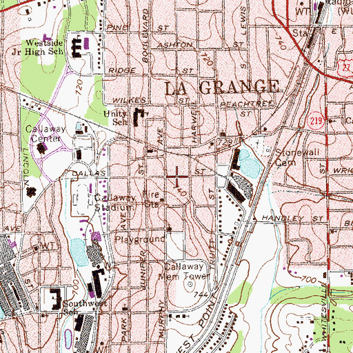 Topographic Map of City of LaGrange, GA