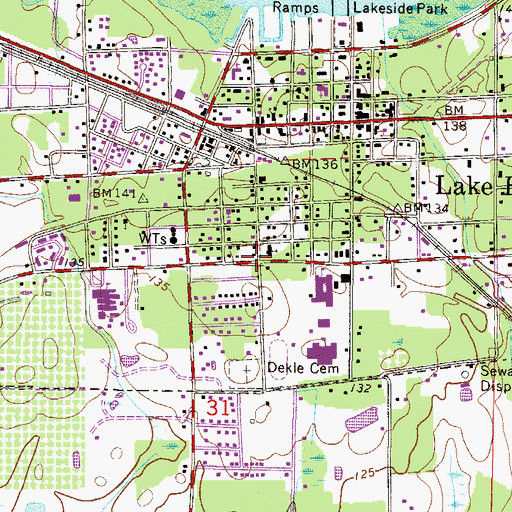 Topographic Map of City of Lake Butler, FL