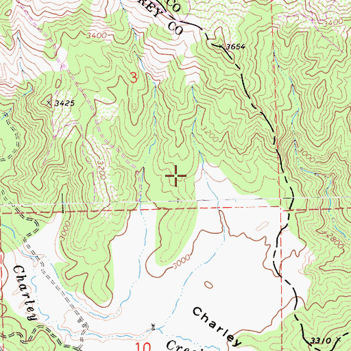 Topographic Map of Charley Valley, CA