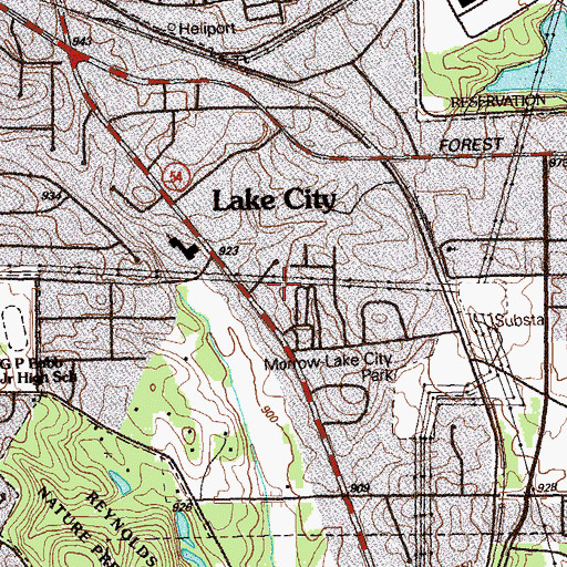 Topographic Map of City of Lake City, GA