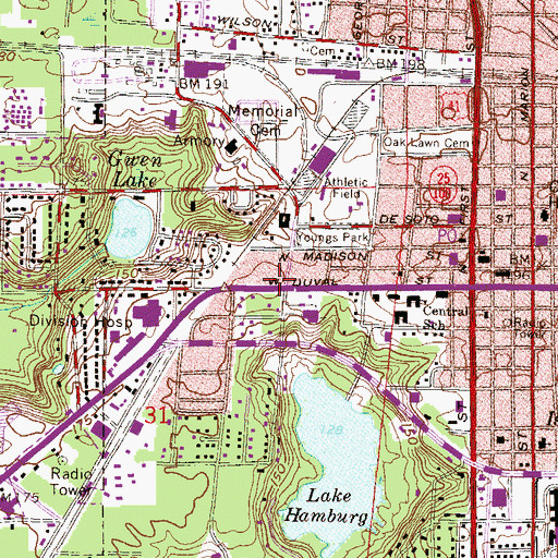Topographic Map of City of Lake City, FL