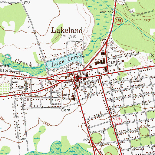 Topographic Map of City of Lakeland, GA