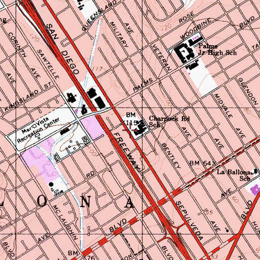 Topographic Map of Charnock Road Elementary School, CA