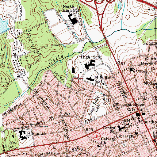 Topographic Map of City of Lancaster, SC