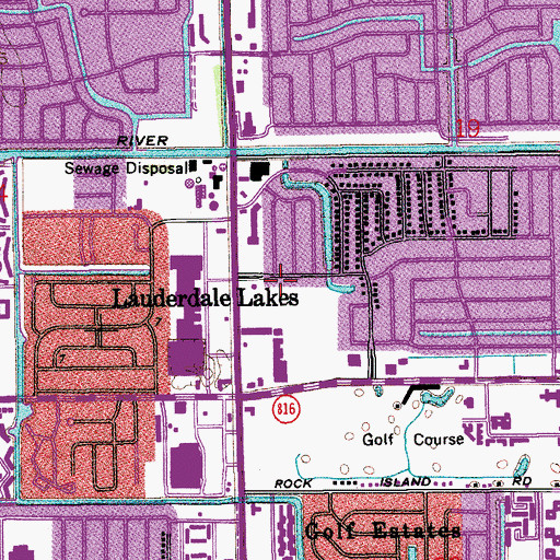 Topographic Map of City of Lauderdale Lakes, FL