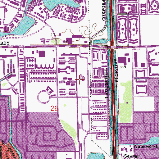 Topographic Map of City of Lauderhill, FL