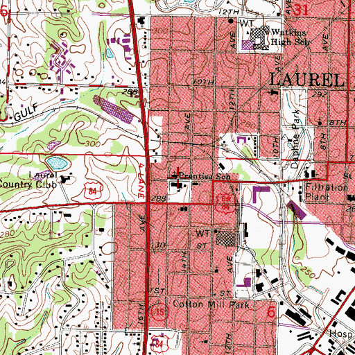 Topographic Map of City of Laurel, MS