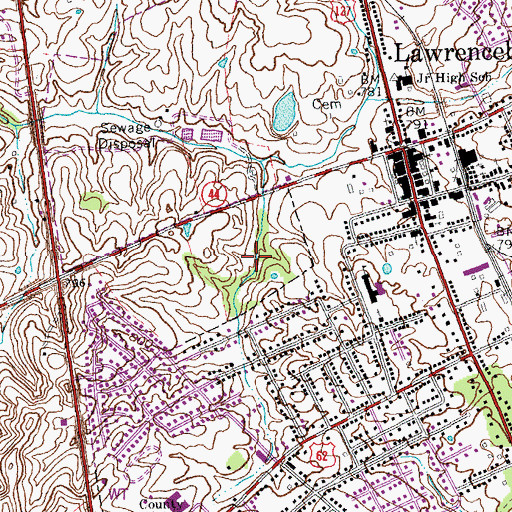 Topographic Map of City of Lawrenceburg, KY