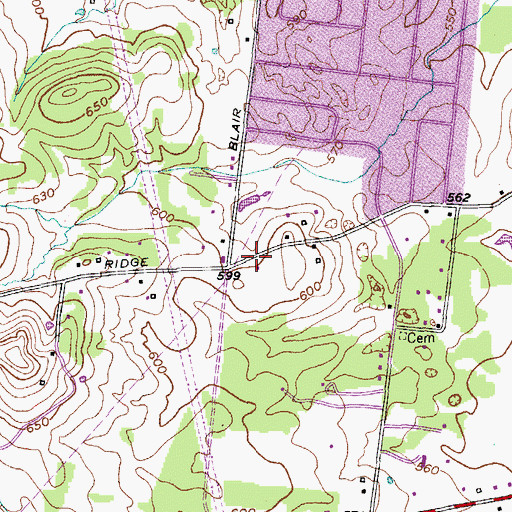 Topographic Map of City of Lebanon, TN
