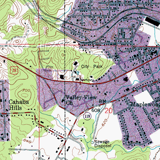 Topographic Map of City of Leeds, AL