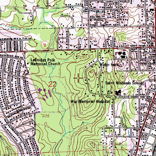 Topographic Map of City of Leesville, LA