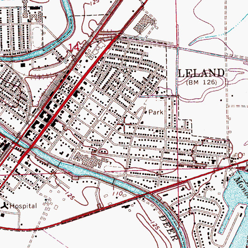Topographic Map of City of Leland, MS