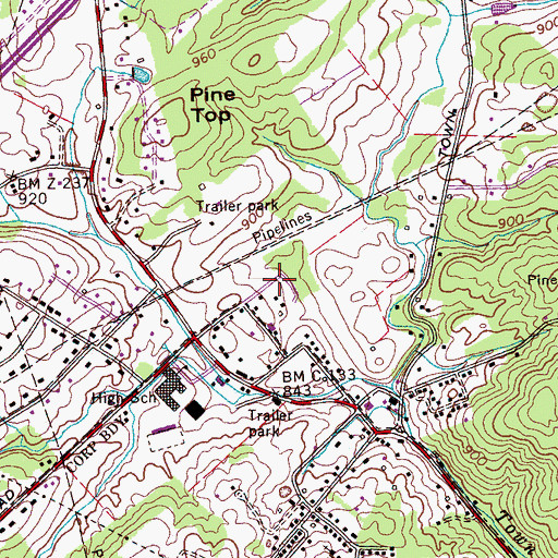 Topographic Map of City of Lenoir City, TN