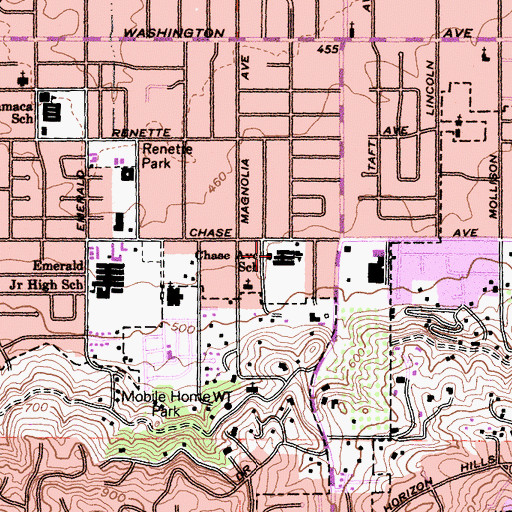 Topographic Map of Chase Elementary School, CA