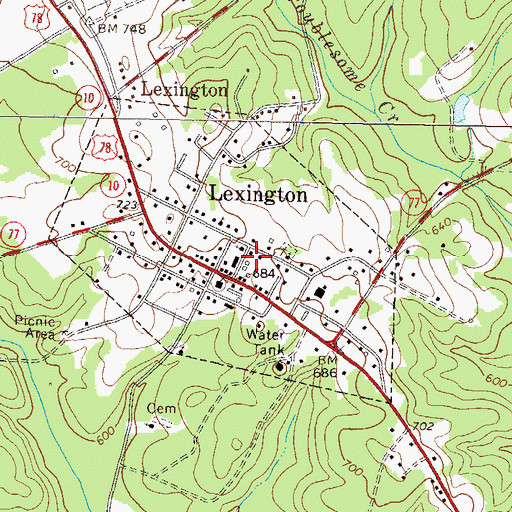 Topographic Map of City of Lexington, GA