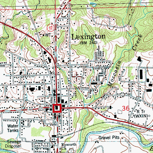 Topographic Map of City of Lexington, MS