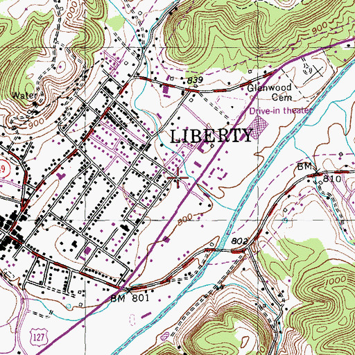 Topographic Map of City of Liberty, KY
