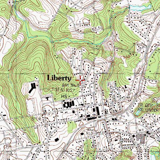 Topographic Map of City of Liberty, SC