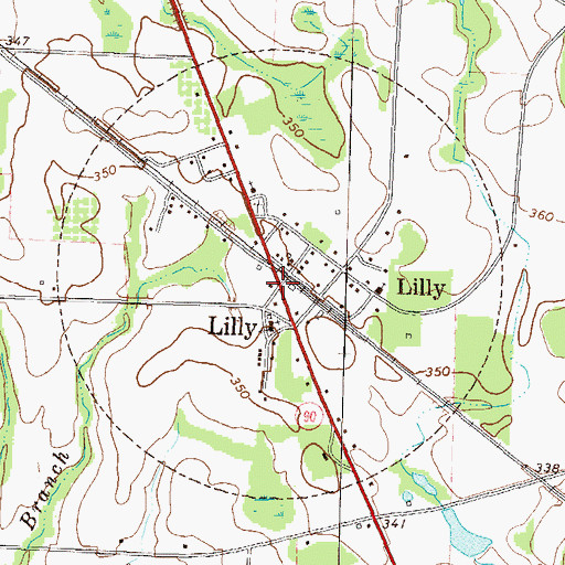Topographic Map of City of Lilly, GA