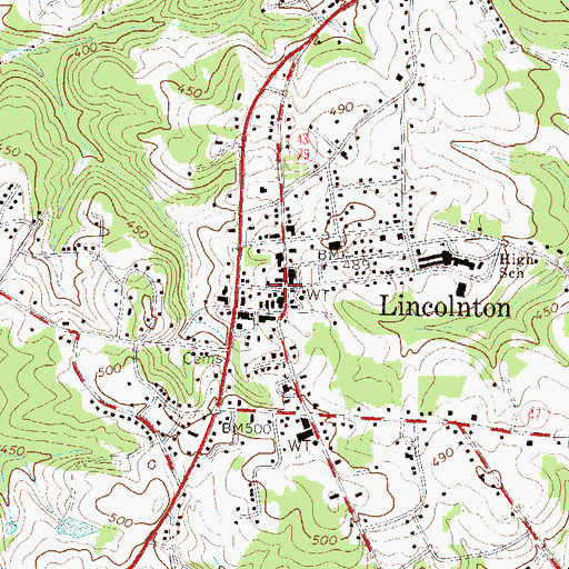 Topographic Map of City of Lincolnton, GA