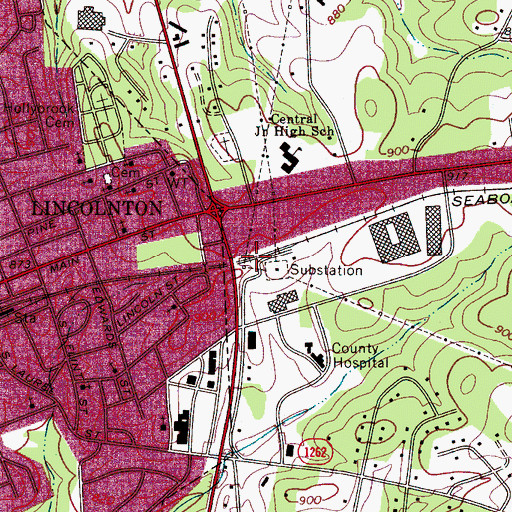 Topographic Map of City of Lincolnton, NC