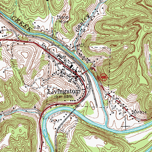 Topographic Map of City of Livingston, KY