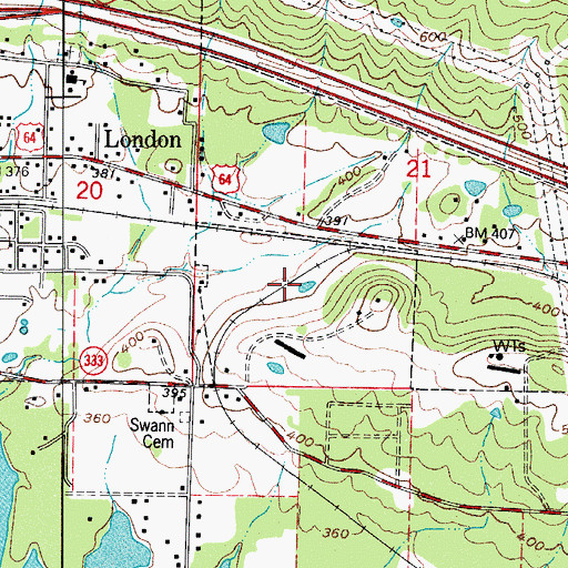 Topographic Map of City of London, AR