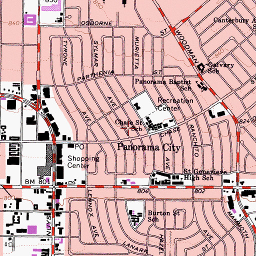 Topographic Map of Chase Elementary School, CA