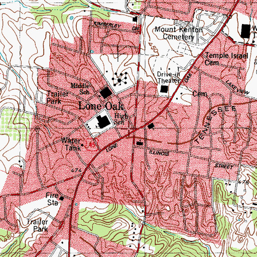 Topographic Map of City of Lone Oak (historical), KY