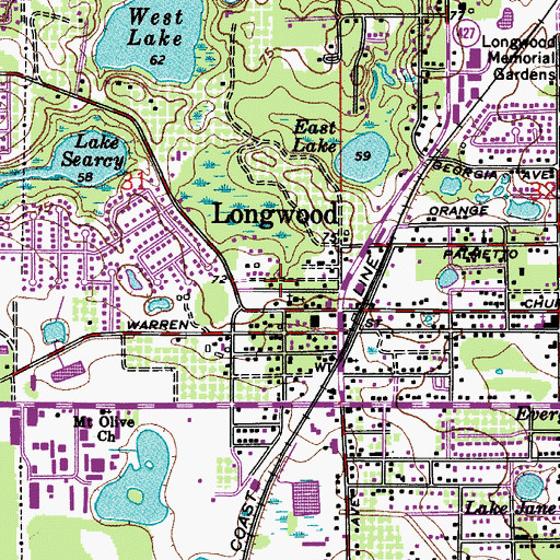 Topographic Map of City of Longwood, FL