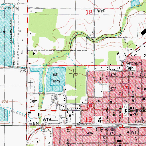 Topographic Map of City of Lonoke, AR